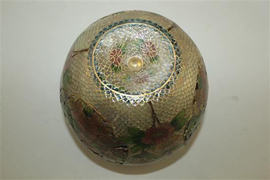 A Chinese plique à jour enamel jar, 13cm